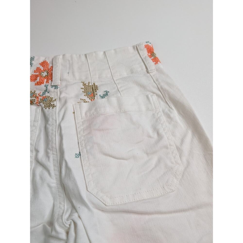 Anthropologie Maeve Colette White Wide-Leg Jeans Floral Embroidery 25 - Picture 12 of 14